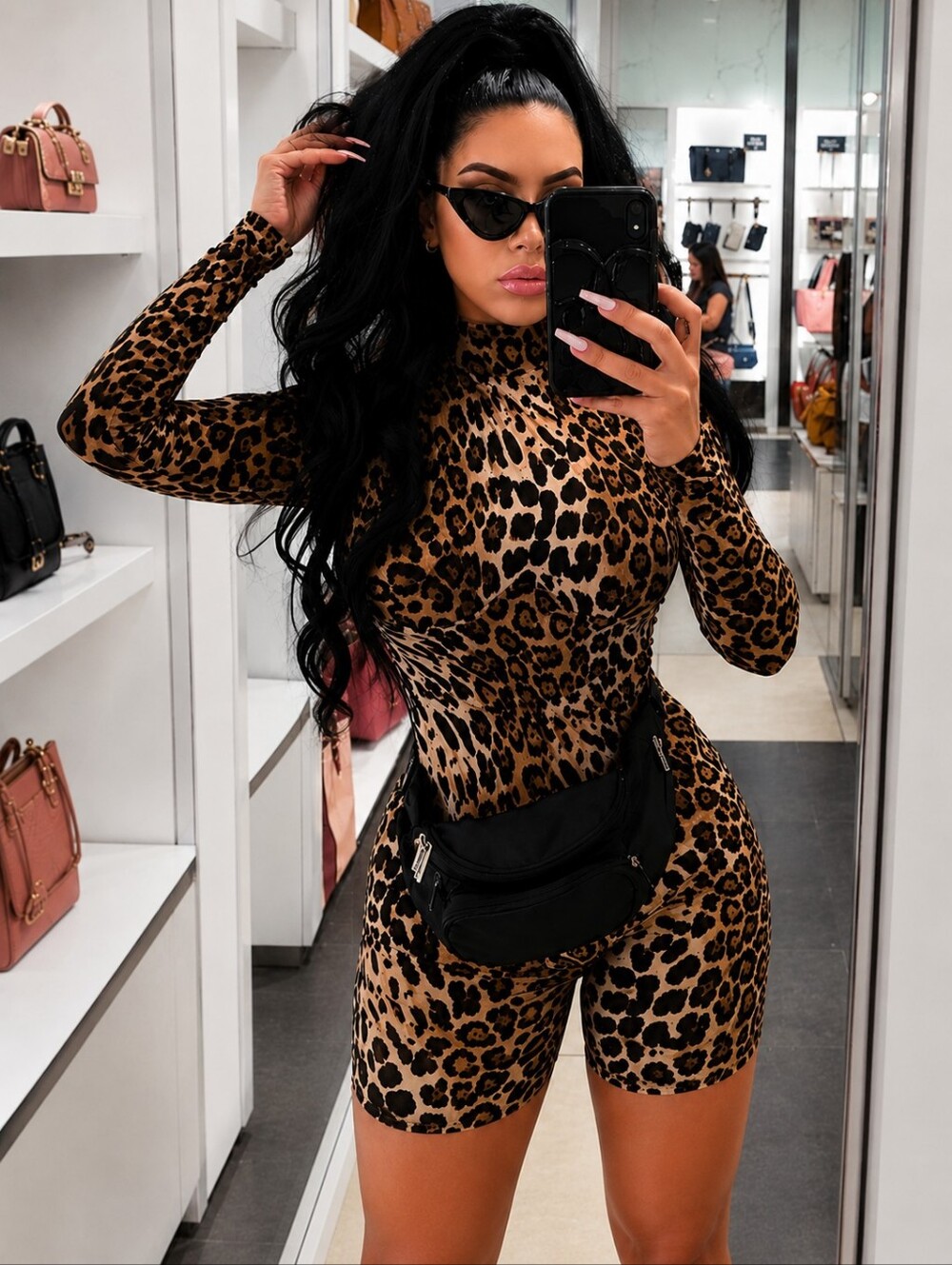 💋LONG SLEEVE LEOPARD PRINT BODYCON PLAYSUIT!!!